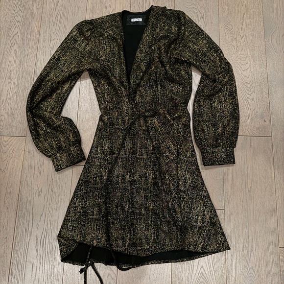 Reformation Gold & Black Wrap Mini Dress - Picture 5 of 8